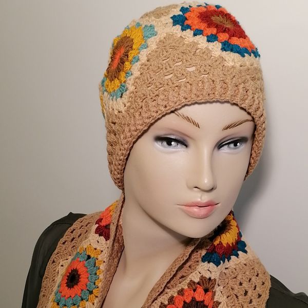 ست شالگردن و کلاه زنانه دستبافت کد 0614