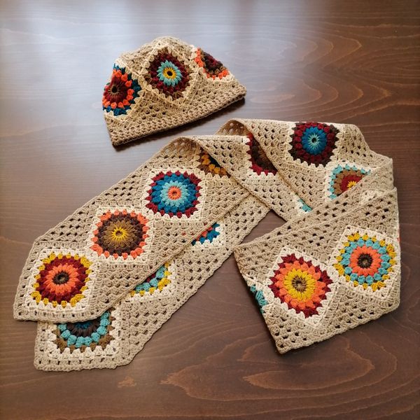 ست شالگردن و کلاه زنانه دستبافت کد 0614