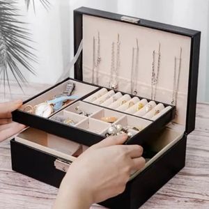 خرید اینترنتی جعبه جواهرات لوکس مستطیل دوطبقه درجه یک