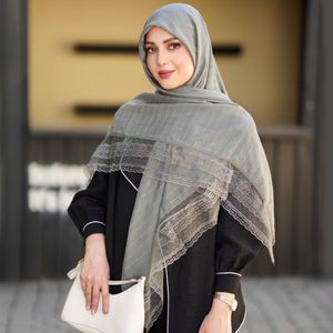 خرید آنلاین روسری نخی دیپلمات حاشیه دانتل دار