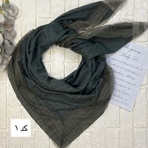 خرید آنلاین روسری نخی دیپلمات حاشیه دانتل دار