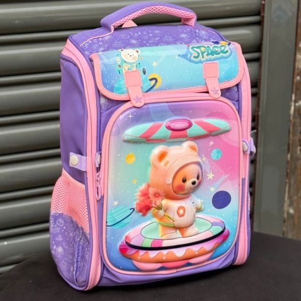 کوله پشتی بچگانه صندوقی طرح Space برند K-Z کد 4061602
