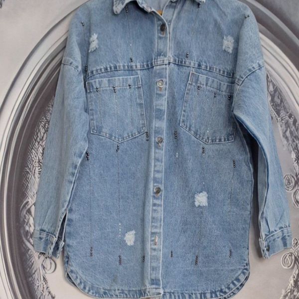 شومیز جین مروارید کاری