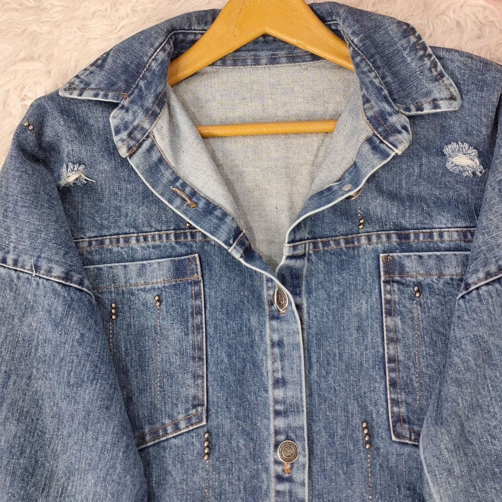 خرید انلاین شومیز جین مروارید کاری