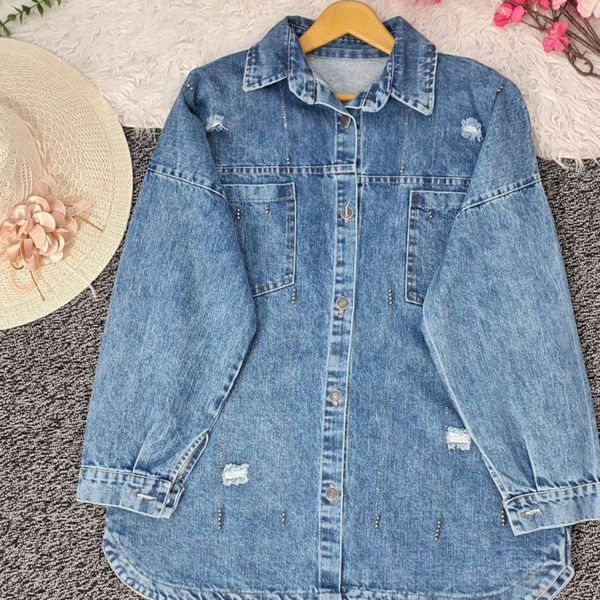 شومیز جین مروارید کاری