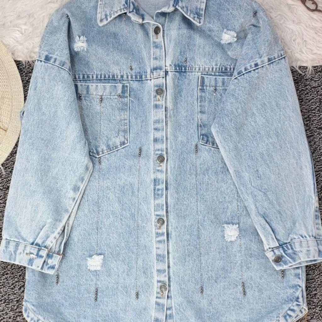 خرید انلاین شومیز جین مروارید کاری