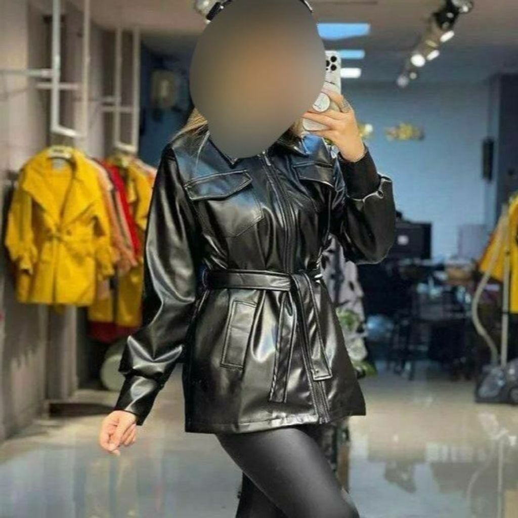 خرید اینترنتی مانتو کتی(چهارجیب) چرم نور