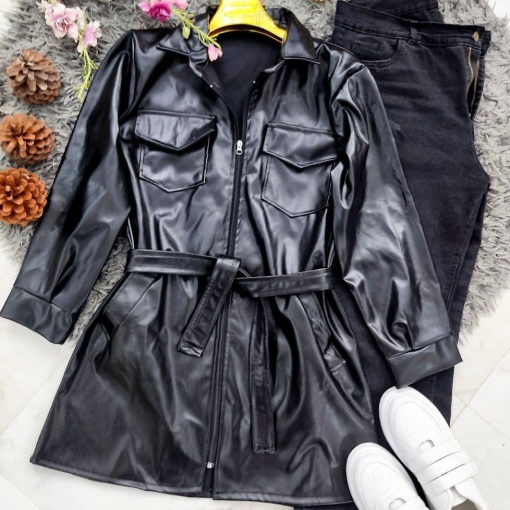 خرید انلاین مانتو کتی(چهارجیب) چرم نور