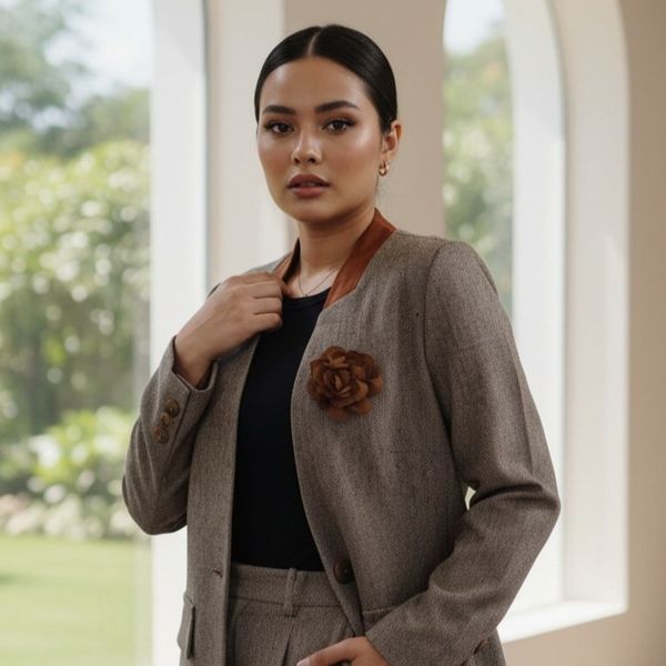 ست مانتو شلوار توییت جناغی آترین