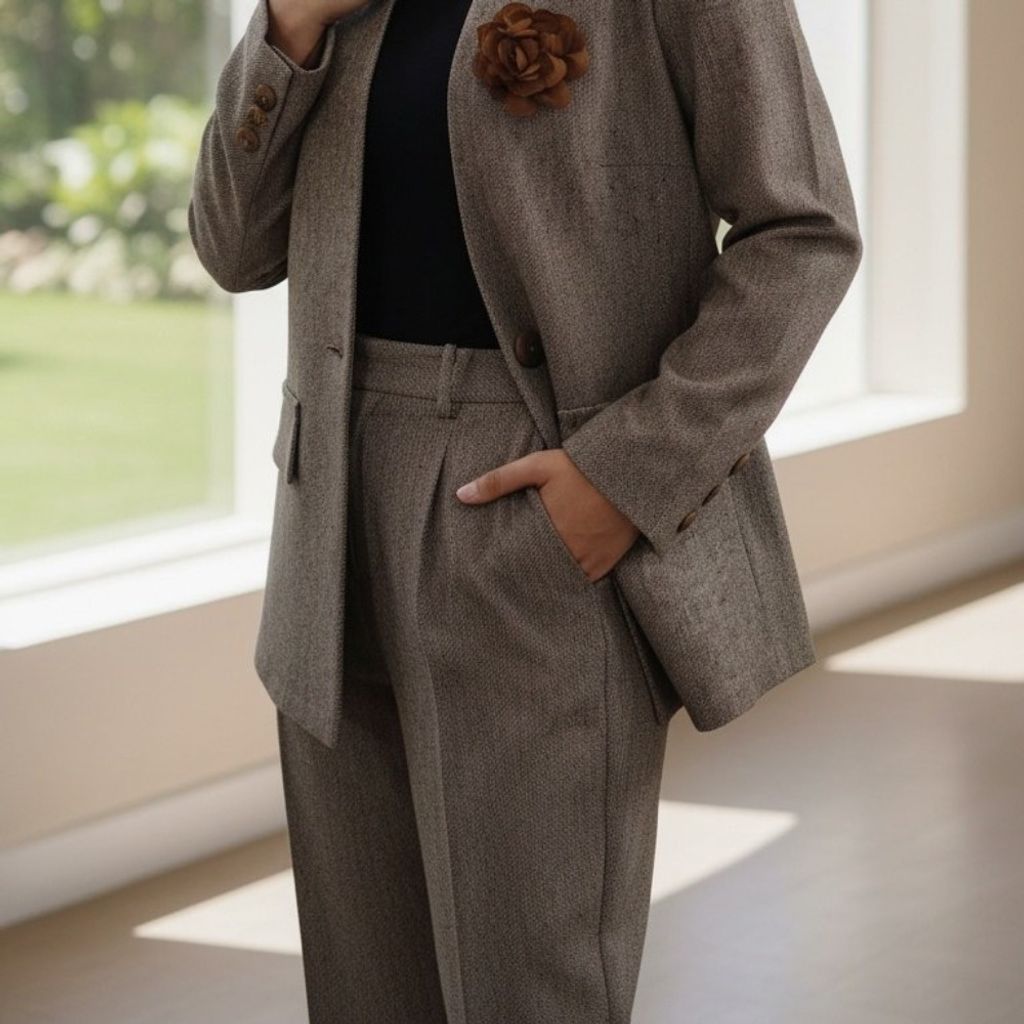 فروش اینترنتی ست مانتو شلوار توییت جناغی آترین