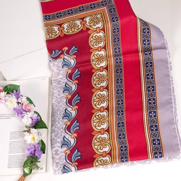 روسری نخی قواره 140 طرحدار گلدار منگوله دار جدید