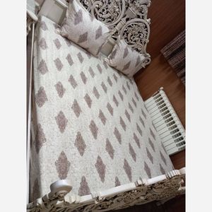 روتختی دونفره روکش تشک دونفره ملحفه دونفره کرم شیری قهوه ای