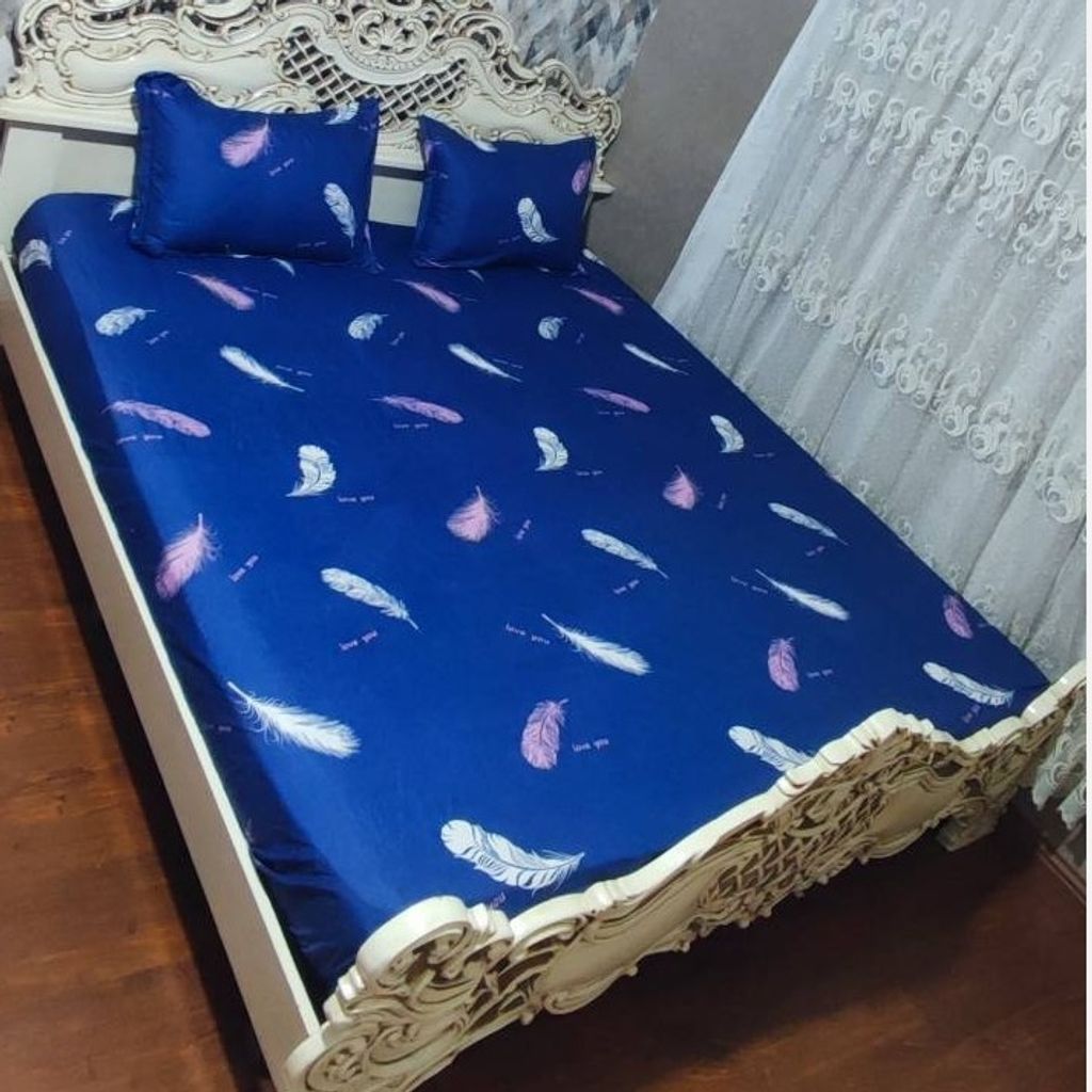 قیمت ارزان روتختی دونفره سورمه ای ابی نفتی پر روکش تشک سورمه ای ابی نفتی روبالش زیپ دار