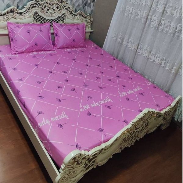 روتختی دونفره صورتی طرح قاصدک روکش تشک دونفره صورتی شاپرک