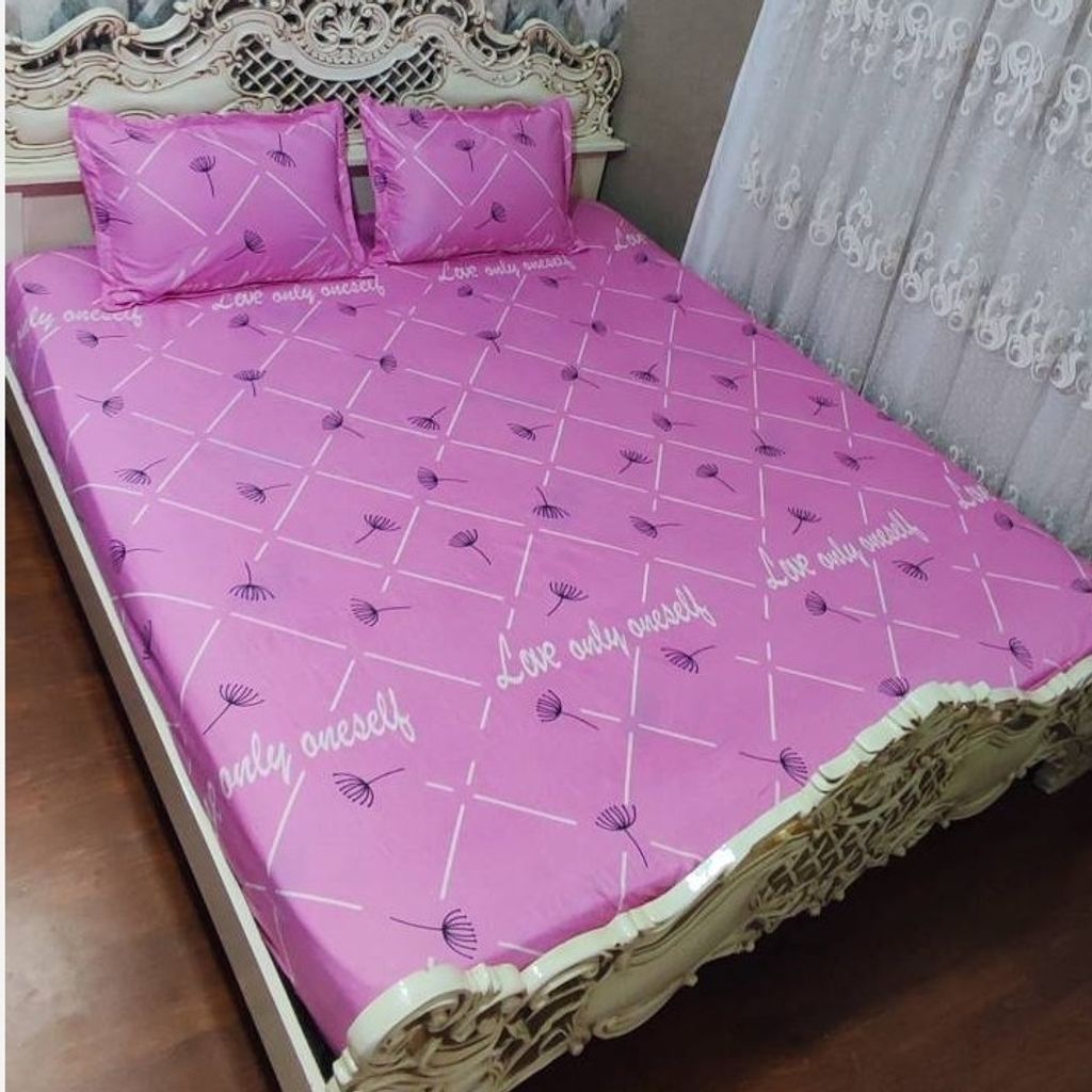 قیمت ارزان روتختی دونفره صورتی طرح قاصدک روکش تشک دونفره صورتی شاپرک