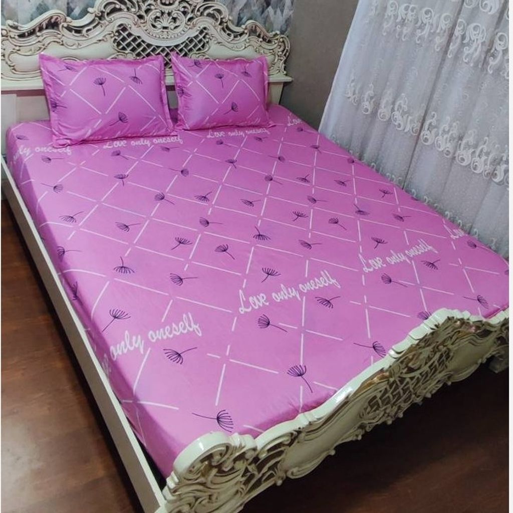 فروش اینترنتی روتختی دونفره صورتی طرح قاصدک روکش تشک دونفره صورتی شاپرک