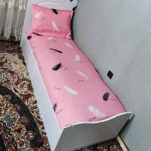 روتختی یک نفره صورتی روکش تشک کشدوزی شده یکنفره صورتی پر