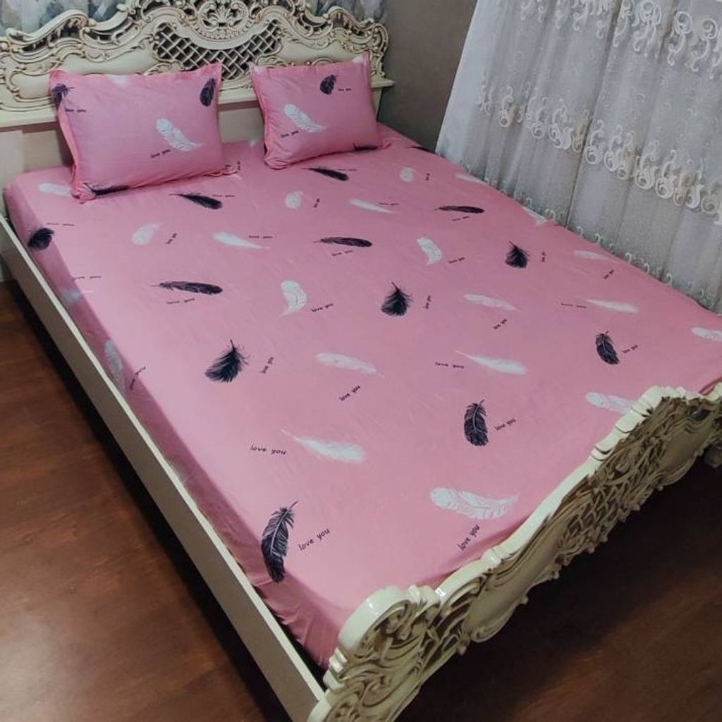 قیمت ارزان روتختی دونفره صورتی پر روکش تشک صورتی نیم ست روتختی دونفره صورتی پر