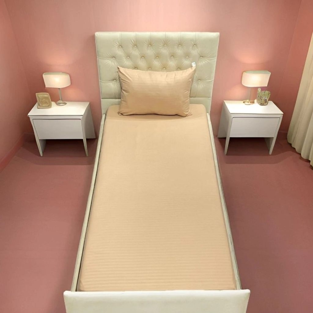 فروش اینترنتی روتختی یکنفره هتلی کرم نخودی روتختی یک نفره هتلی نیم ست یکنفره هتلی کرم نخودی ملحفه هتلی کرم نخودی