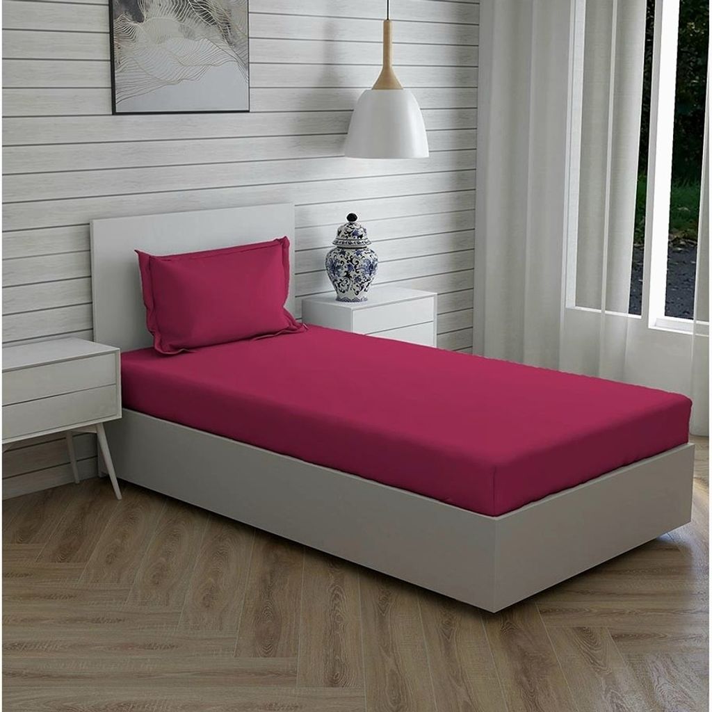 خرید اینترنتی روتختی ساده یکنفره صورتی گلی روتختی ساده یک نفره صورتی روکش تشک کشدوزی شده ساده صورتی ملحفه ساده نیم ست یک نفره ساده