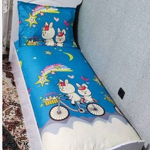 روتختی یک نفره زمینه ابی اسمانی روتختی کارتونی طرح دوچرخه