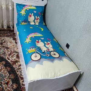 قیمت ارزان روتختی یک نفره زمینه ابی اسمانی روتختی کارتونی طرح دوچرخه