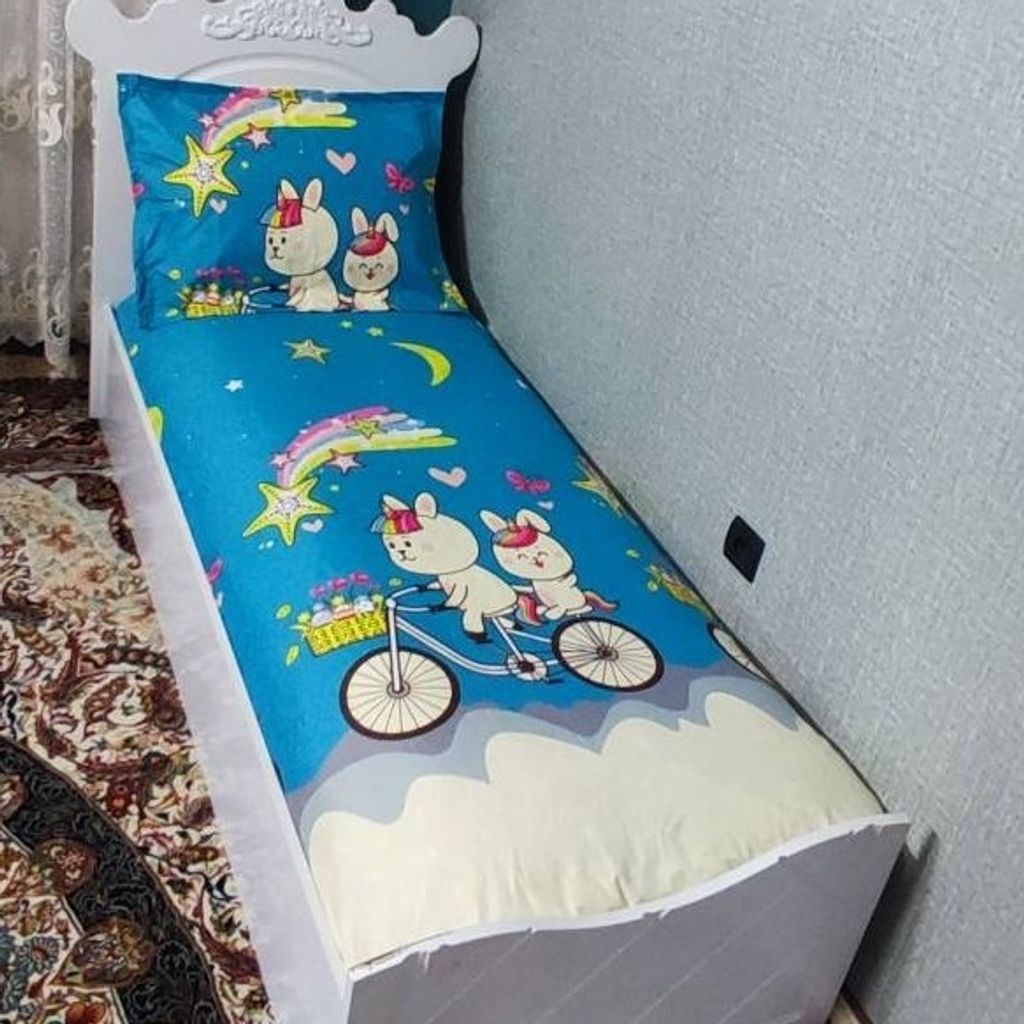 مشخصات روتختی یک نفره زمینه ابی اسمانی روتختی کارتونی طرح دوچرخه
