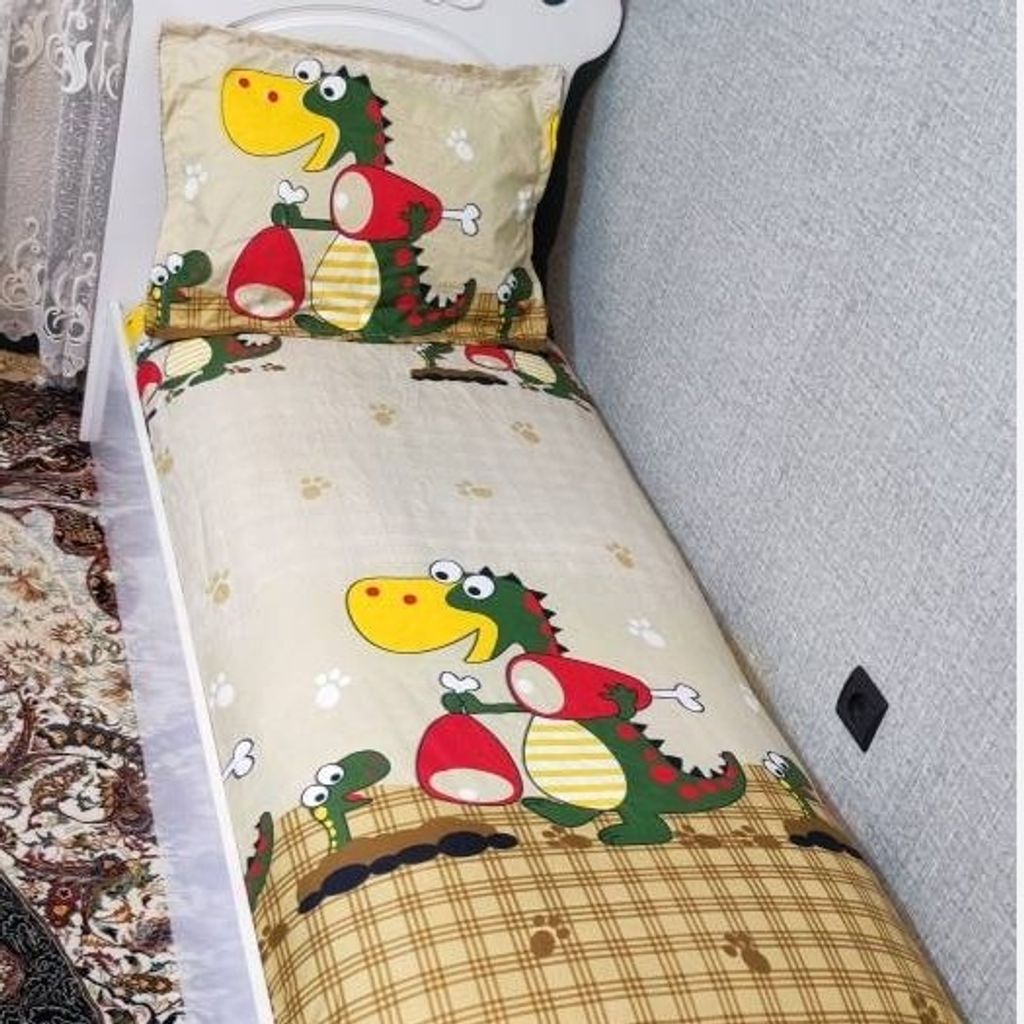 خرید آنلاین روتختی بچه گانه کارتونی پسرانه دایناسور روتختی دایناسور روتختی پسرانه کرم قهوه ای