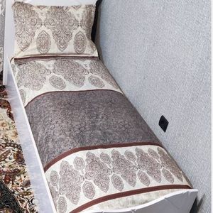 فروش اینترنتی روتختی یک نفره کرم قهوه ای طوسی روتختی نیم ست کشدار