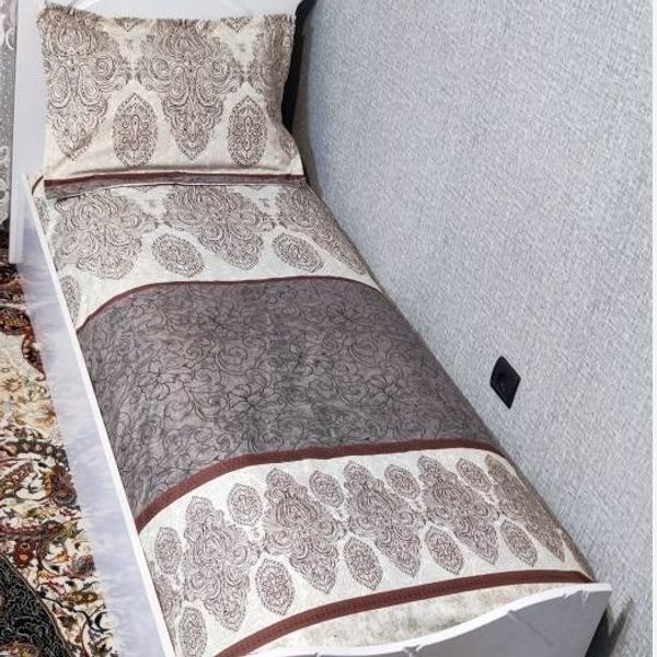 روتختی یک نفره کرم قهوه ای طوسی روتختی نیم ست کشدار