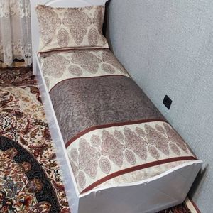 فروش اینترنتی روتختی یک نفره کرم قهوه ای طوسی روتختی نیم ست کشدار