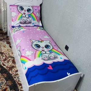 روتختی دخترانه یکنفره کیتی روتختی یک نفره گربه ملوس یاسی رنگین کمان