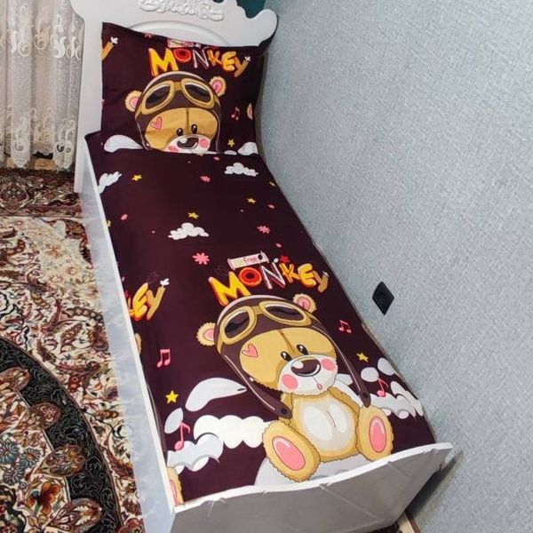 روتختی یک نفره بچه گانه تدی زمینه قهوه ای تیره روتختی تدی پسرانه