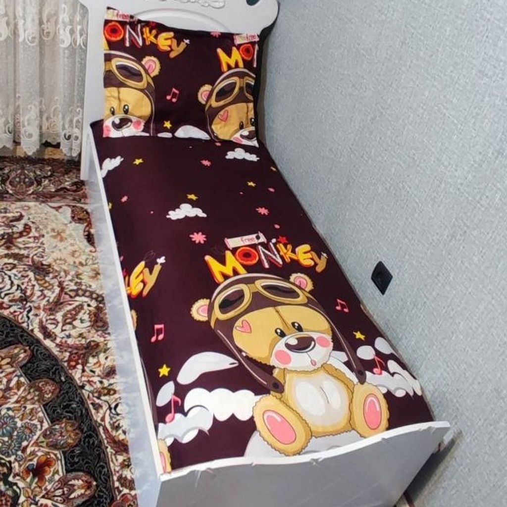 فروش اینترنتی روتختی یک نفره بچه گانه تدی زمینه قهوه ای تیره روتختی تدی پسرانه