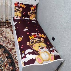 فروش اینترنتی روتختی یک نفره بچه گانه تدی زمینه قهوه ای تیره روتختی تدی پسرانه