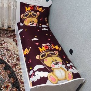 مشخصات روتختی یک نفره بچه گانه تدی زمینه قهوه ای تیره روتختی تدی پسرانه