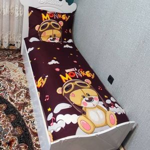 خرید آنلاین روتختی یک نفره بچه گانه تدی زمینه قهوه ای تیره روتختی تدی پسرانه