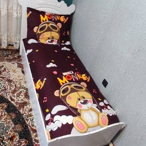 خرید آنلاین روتختی یک نفره بچه گانه تدی زمینه قهوه ای تیره روتختی تدی پسرانه
