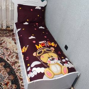 خرید آنلاین روتختی یک نفره بچه گانه تدی زمینه قهوه ای تیره روتختی تدی پسرانه