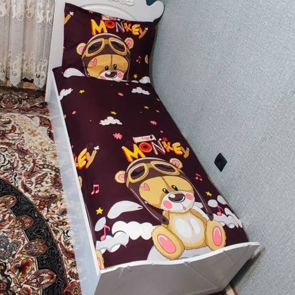 روتختی یک نفره بچه گانه تدی زمینه قهوه ای تیره روتختی تدی پسرانه