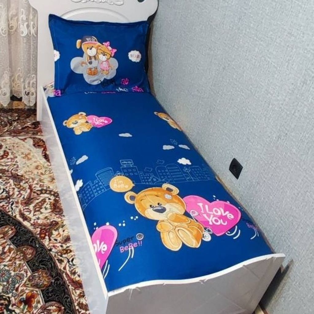 خرید انلاین روتختی یکنفره بچه گانه کارتونی کشدوزی شده پسرانه و دخترانه تدی