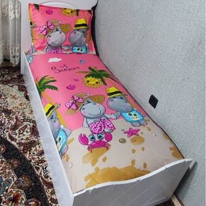 خرید انلاین روتختی یکنفره عروسکی دخترانه صورتی کشدوزی شده با روبالش