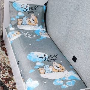 روتختی نیم ست یک نفره بچه گانه طوسی تدی خوابالو روتختی عروسکی بچه گانه پسرانه و دخترانه