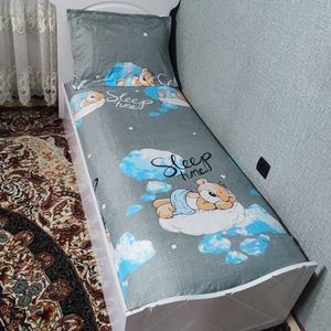 خرید اینترنتی روتختی نیم ست یک نفره بچه گانه طوسی تدی خوابالو روتختی عروسکی بچه گانه پسرانه و دخترانه