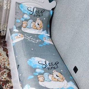فروش اینترنتی روتختی نیم ست یک نفره بچه گانه طوسی تدی خوابالو روتختی عروسکی بچه گانه پسرانه و دخترانه