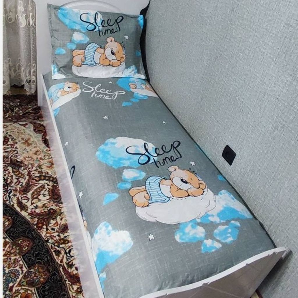 خرید انلاین روتختی نیم ست یک نفره بچه گانه طوسی تدی خوابالو روتختی عروسکی بچه گانه پسرانه و دخترانه