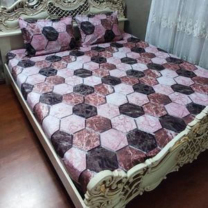 قیمت روتختی دونفره طرح سنگی چند ضلعی قهوه ای صورتی گلبهی