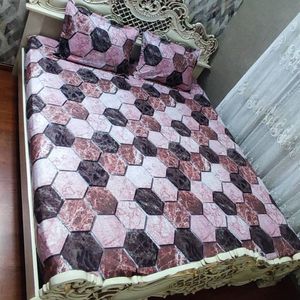 روتختی دونفره طرح سنگی چند ضلعی قهوه ای صورتی گلبهی