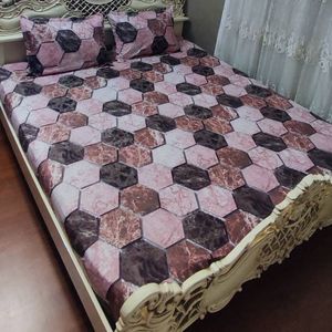 مشخصات روتختی دونفره طرح سنگی چند ضلعی قهوه ای صورتی گلبهی