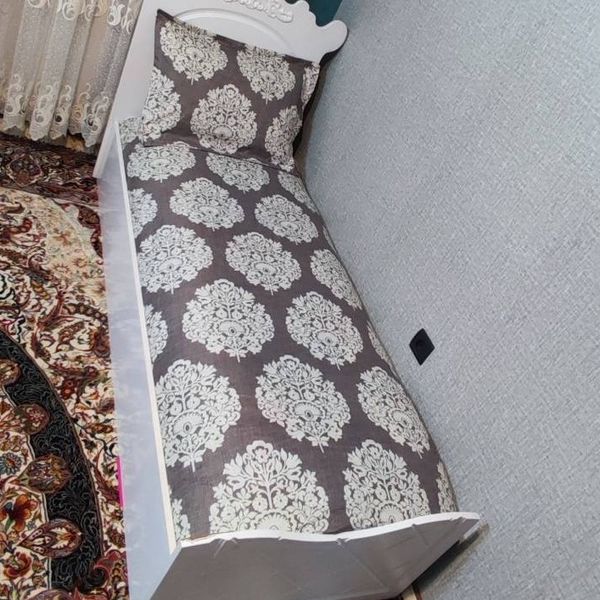 روتختی یک نفره زمینه طوسی گل دار روکش تشک یکنفره